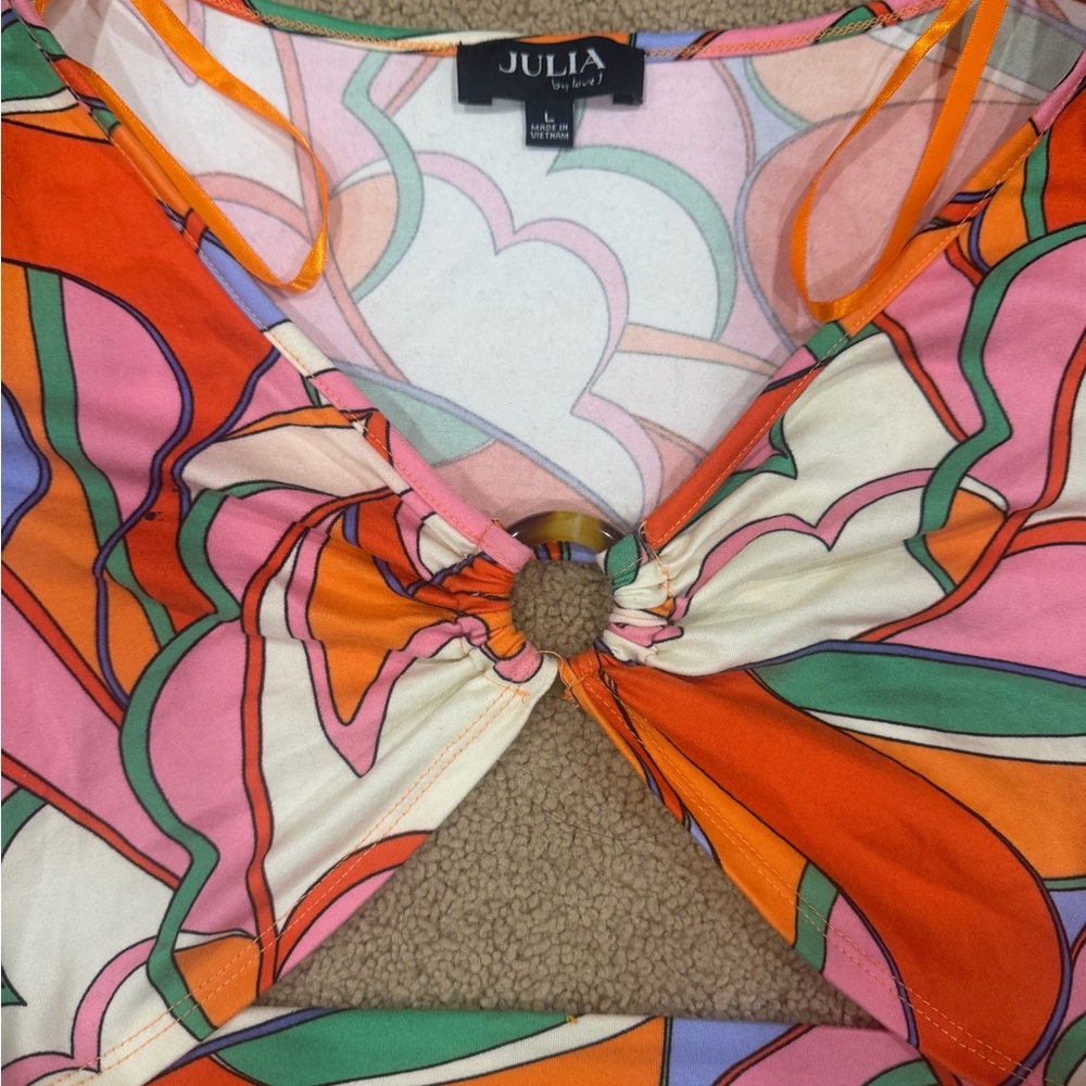 JULIA Bright Multicolor Twist-Front Women's Top